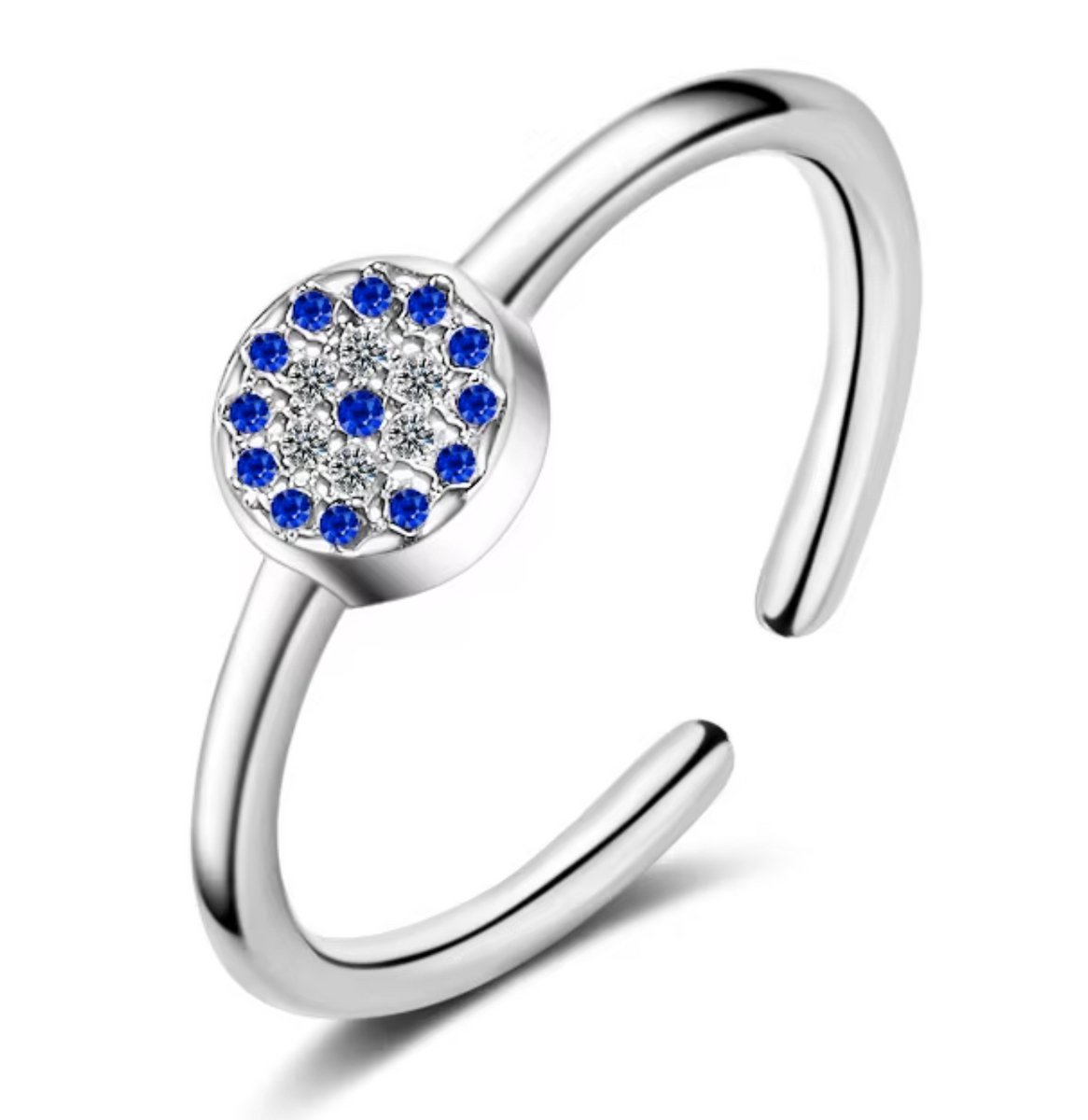 N3 Collecties 925 Sterling Zilveren Blauwe Boze Ogen Charm CZ Leuke Ring voor Vrouwen