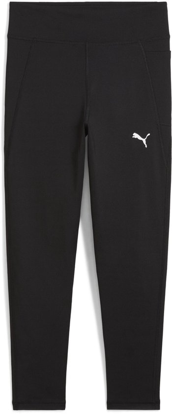 Zwarte PUMA sportlegging met hoge taille en wit PUMA logo op de zijkant.