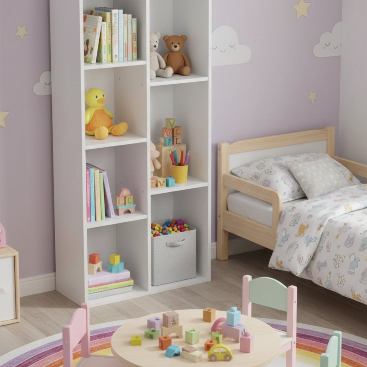 Boekenkast 7 Vakken Altameubel – Moderne Kubus Kast voor Woonkamer, Slaapkamer en Kantoor – Wit – Ruimtebesparend – 50 x 24 x 106 cm – FSC-gecertificeerd