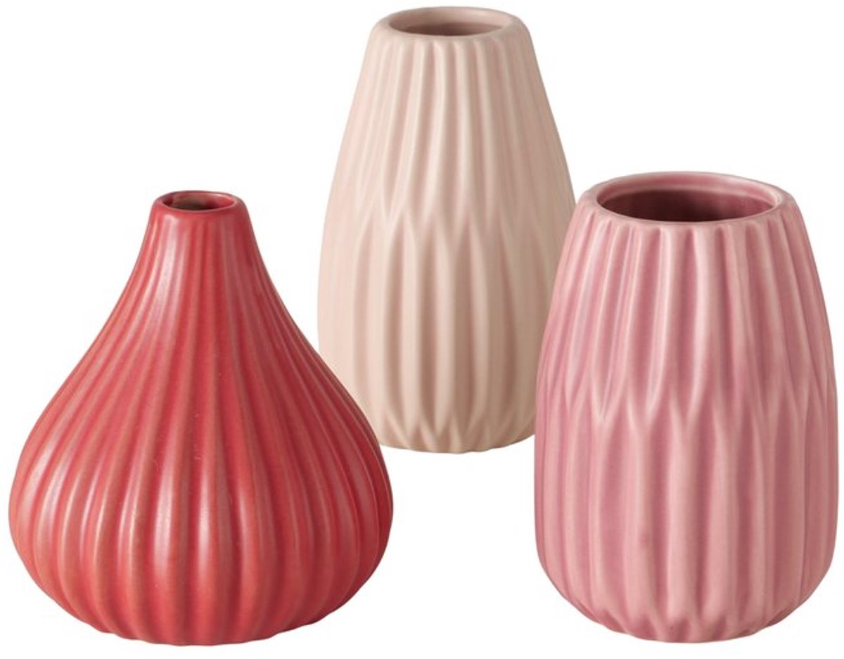 Boltze roze vaasjes set van 3 stuks. 3 kleuren