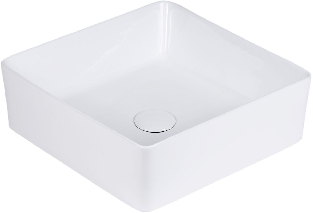 Keramische waskom vierkant wit 39x39x13 cm opbouw Hestia