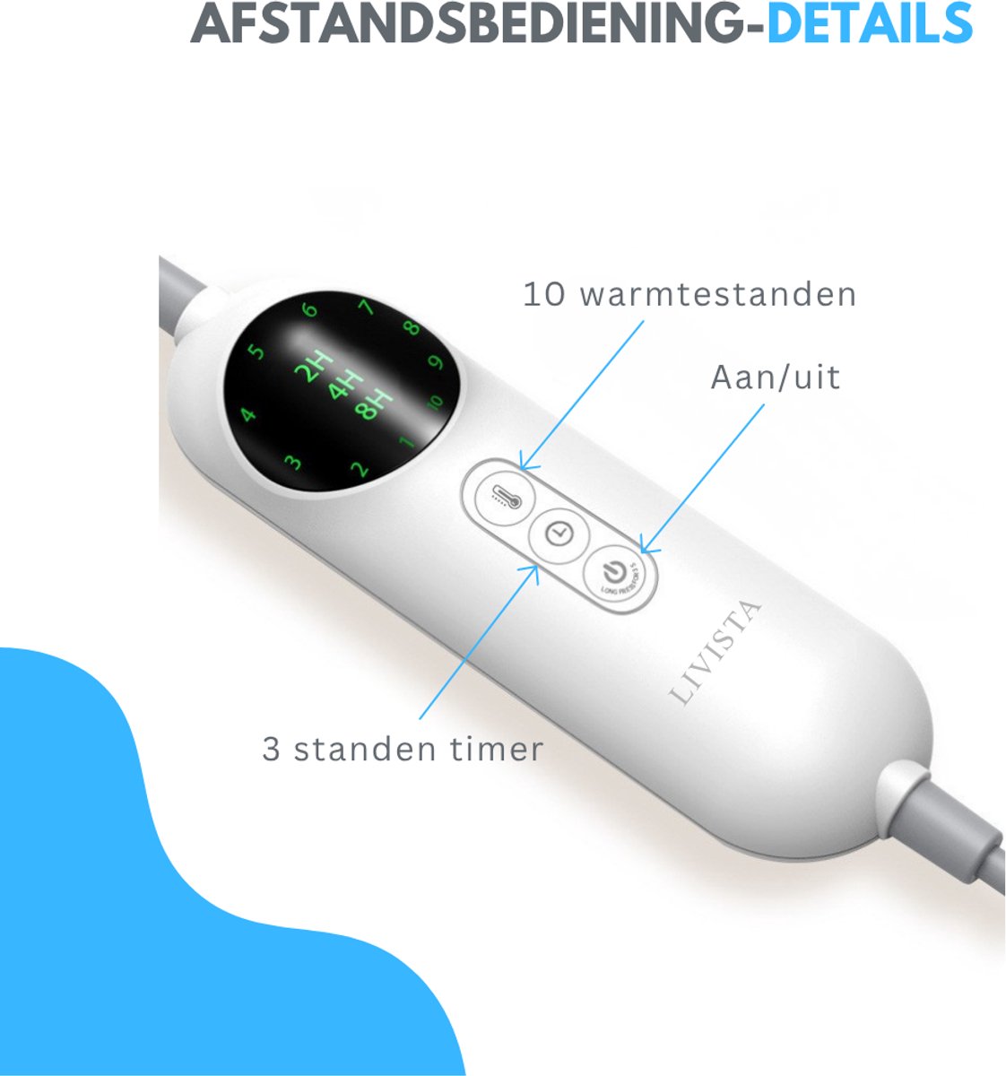 Livista Elektrische Deken XXL 180x160 cm met 10 Warmtestanden - afbeelding 3