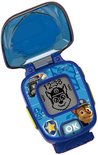 Een blauwe Paw Patrol leerhorloge met opengeklapt scherm, waarop 12:38 en Chase te zien zijn.