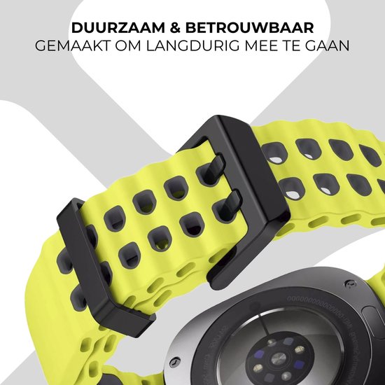 Strap-it Sport siliconen Wave bandje - geschikt voor de Samsung Galaxy Watch Ultra 2 (2026) / Ultra (2024/2025) - lime/donkergrijs