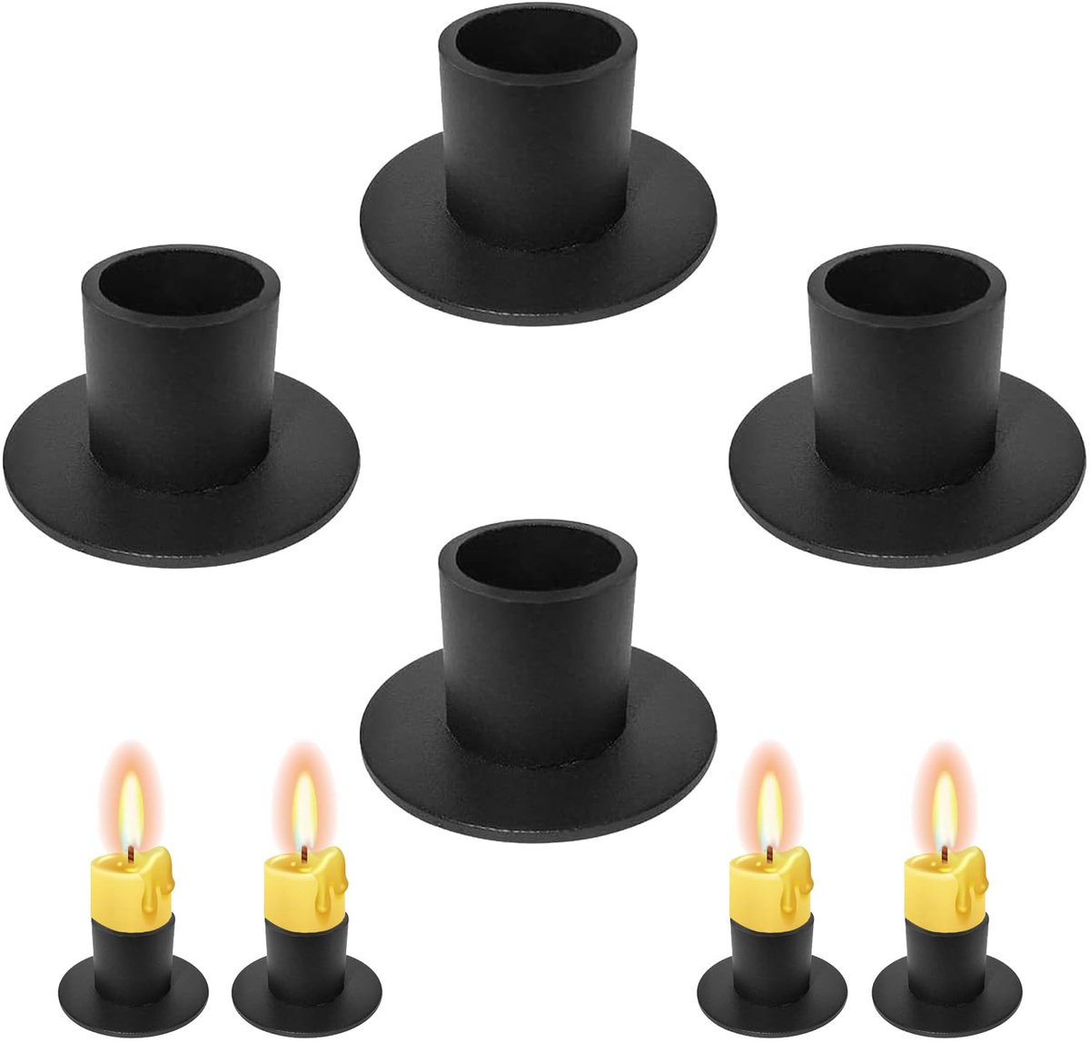Unyqoos Set van vier elegante zwarte metalen kandelaars voor sfeervolle decoratie