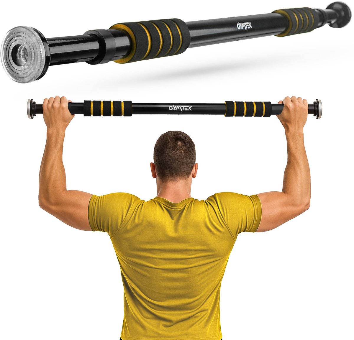 Gymtek® Pull Up Bar, Optrekstang voor Deurkozijnen - van 63 tot 100 cm - Horizontale Stang voor Binnen, Klemstang voor Optrekken - Home gym, Fitness, Krachttraining