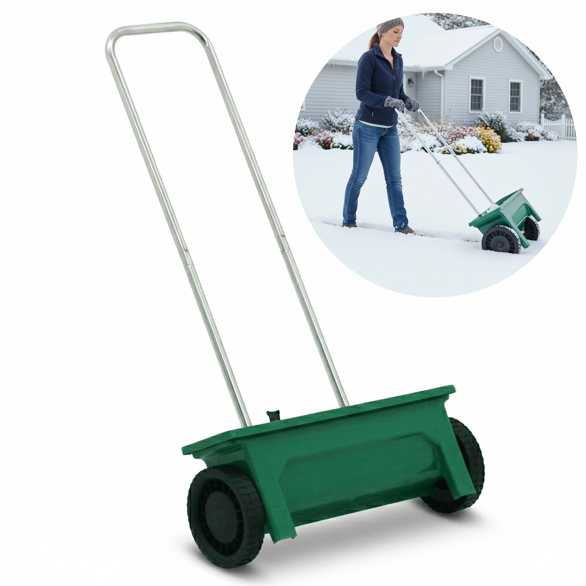 Muntel® Strooiwagen | Strooikar | Zoutstrooier | Verstelbaar | Winter | Zout | Ijs | Tuin | Terras | 12 L