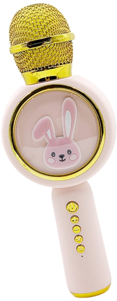 Fivesquare Bunny Light Karaoke Microphone – Kinder Karaoke Microfoon met LED Bunny Animatie,Roze, Bluetooth 5.1 & 5W Speaker