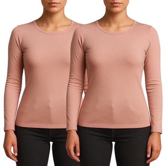 Thermo kleding set shirt en broek zwart melange dames maat l