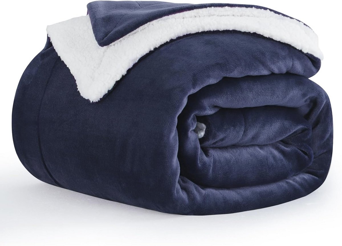 Dikke Sherpa Fleece Deken voor Tweepersoonsbed - 150 x 200 cm, Warme en Zachte Microvezel Plaid