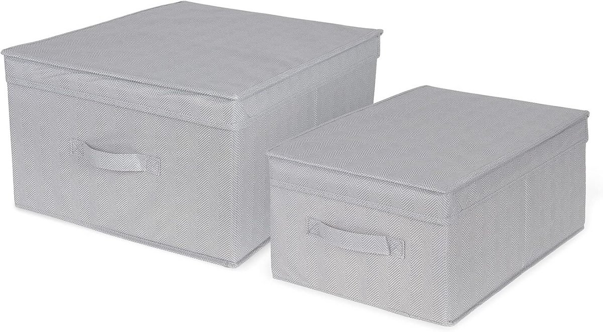 Grote Opbergdozen voor Kleding en Speelgoed - 75GSM Nonwoven, Stevig Karton, Grijs/Wit