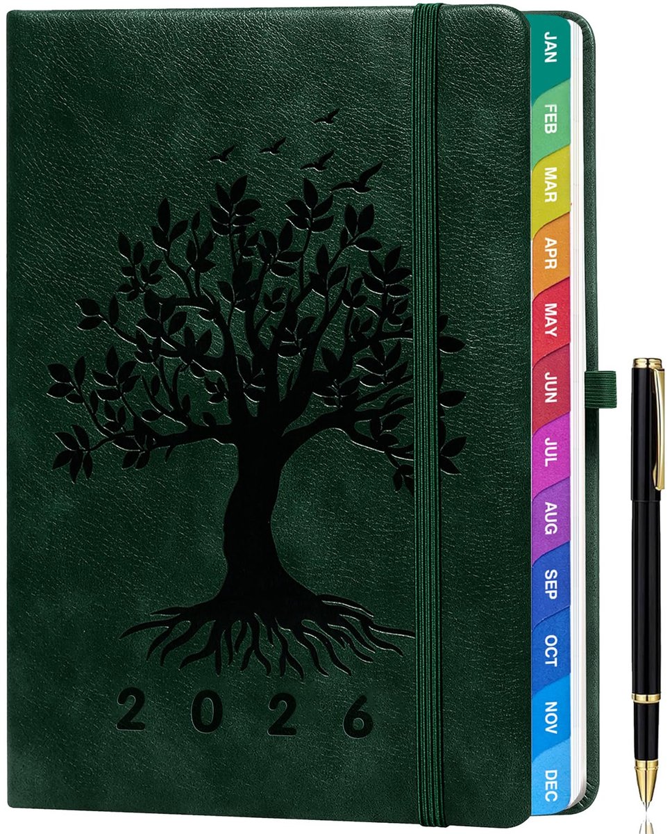IMPERATORIS® Kalender 2026 - Maandkalender 2025 voor Kantoor en Thuis - Kleurrijke wandkalender/tafelkalender 2026 - A5 agenda - donkergroen