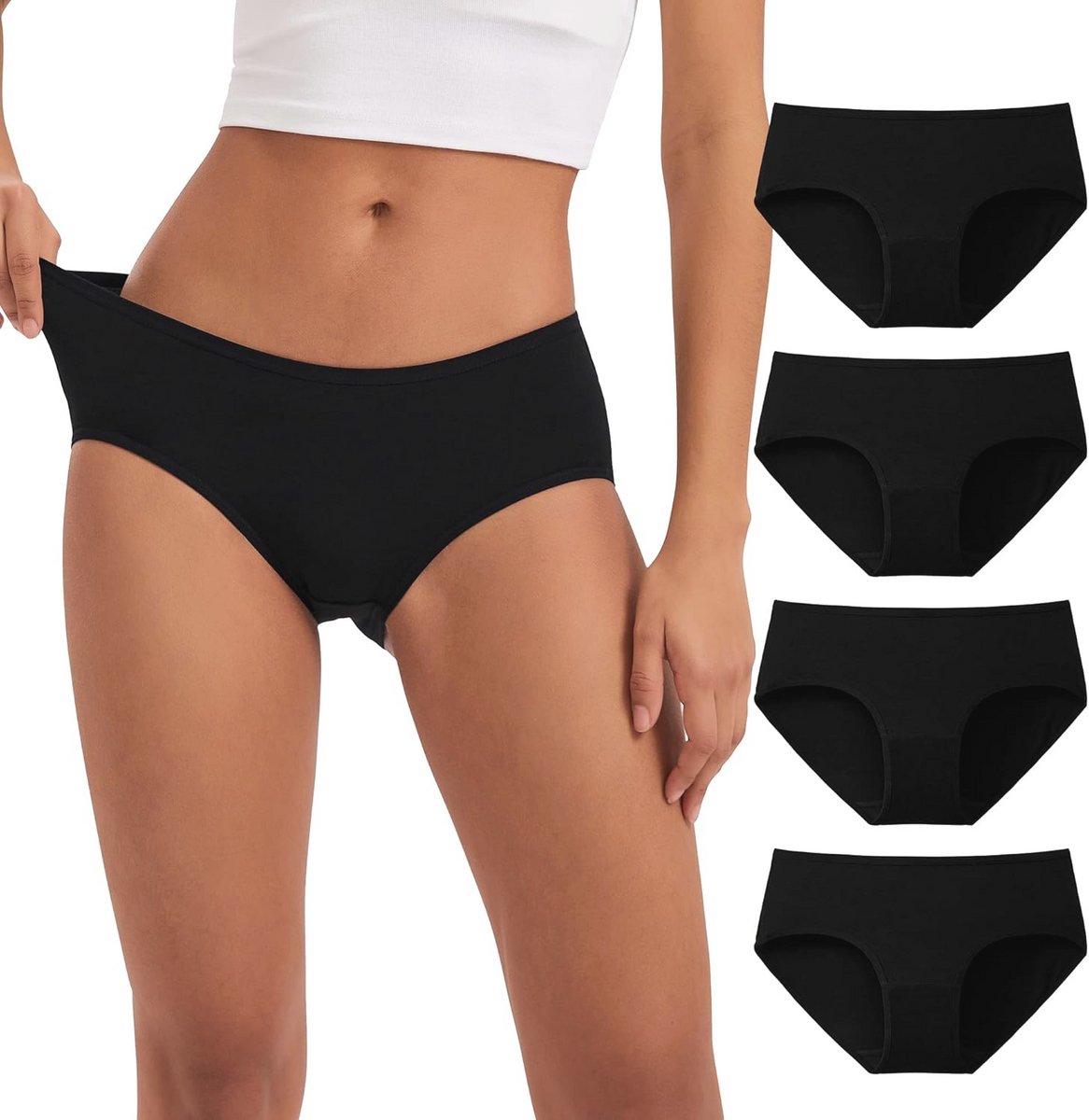Dames Katoenen Hipster Ondergoed 4-Pack - Zacht, Comfortabel, Medium Taille