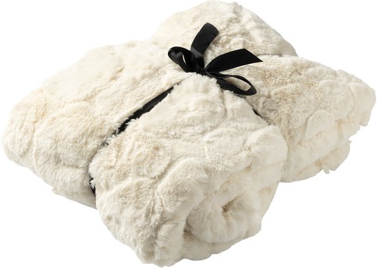 Dutch Decor - POMMELIEN - plaid 130x160 cm - bontlook - organisch patroon - Cannoli Cream - beige