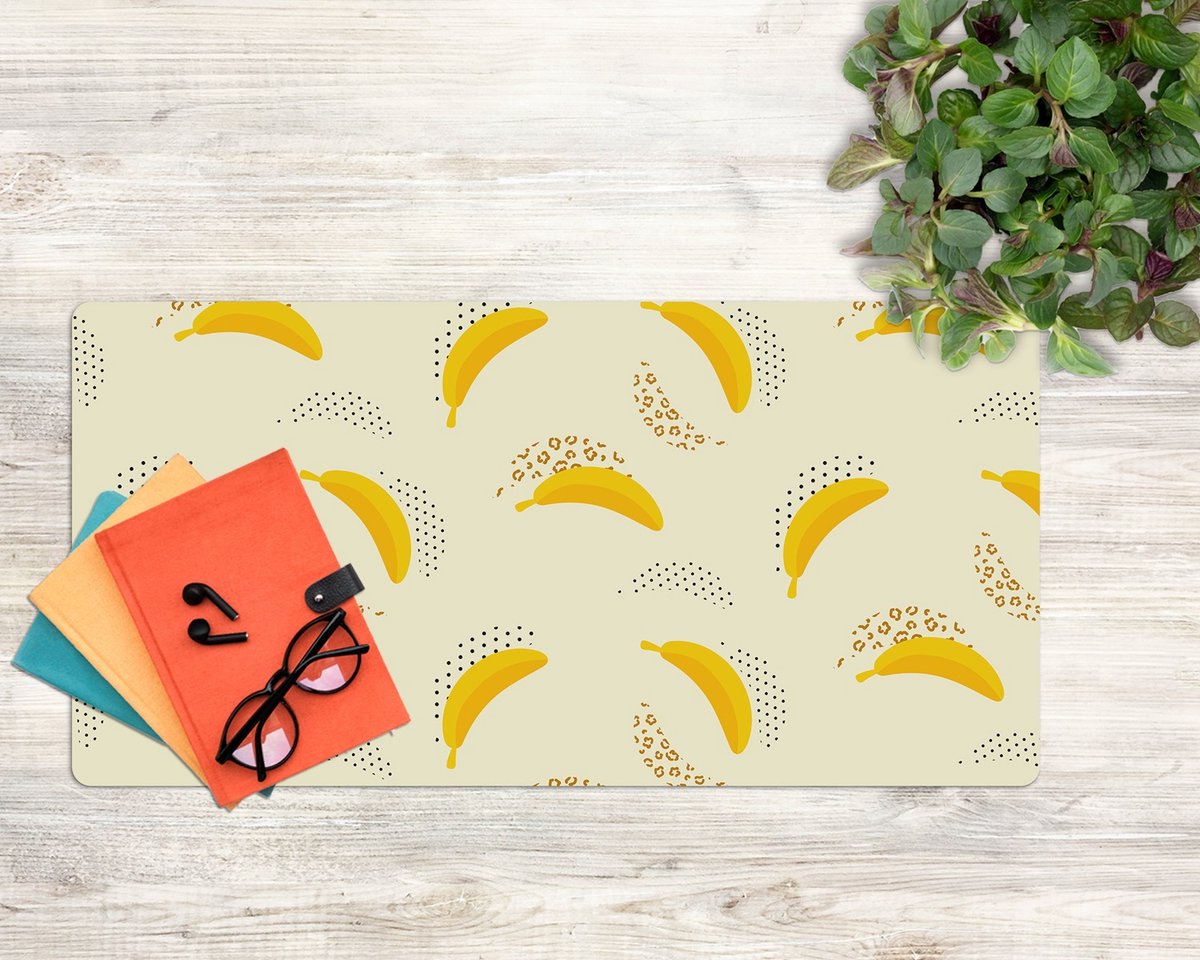 Coloray Bureau Onderlegger - Bananen stippen patches Bureau Onderlegger XXL - 90 cm x 45 cm - Geel Bureau Onderlegger - Computer Mat - Bureau Pad - Bureau Mat - Bureaumat