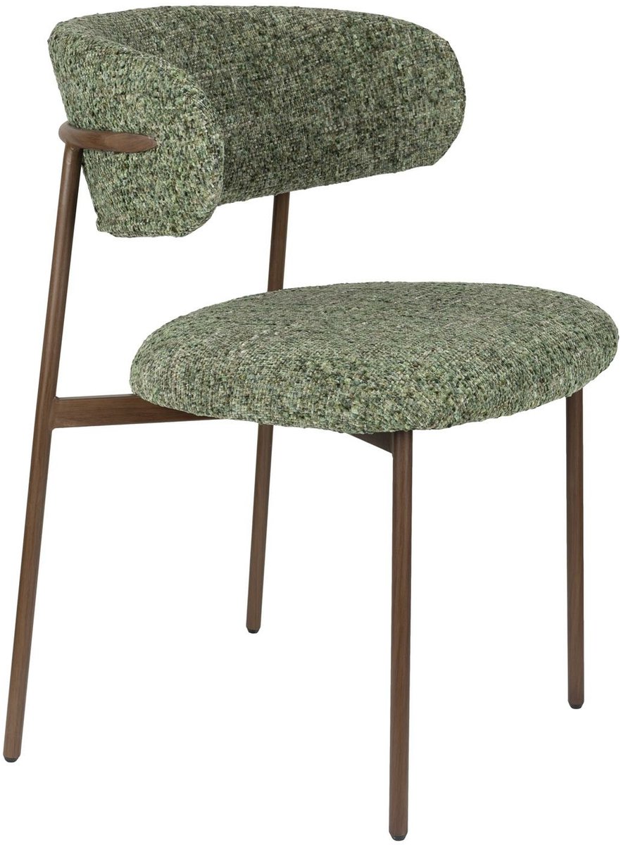 Eetkamerstoel Claes SET 2 stoelen groene stof met bruine poten