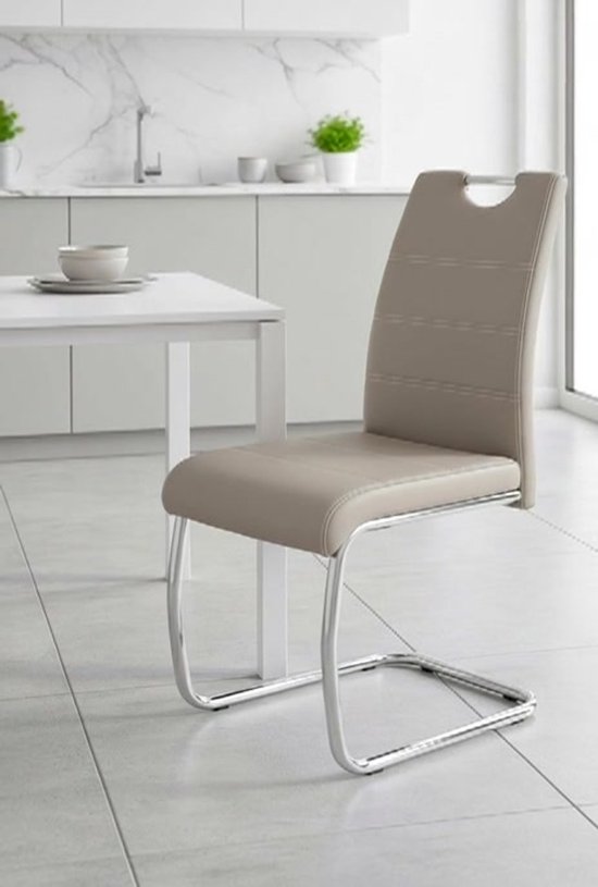 WOLTU Set van 2 eetkamerstoelen, relaxstoelen van kunstleer, ergonomische Scandinavische stoelen met rugleuning voor woonkamer, woonkamer, keuken, slaapkamer, bruin, BH332br-2