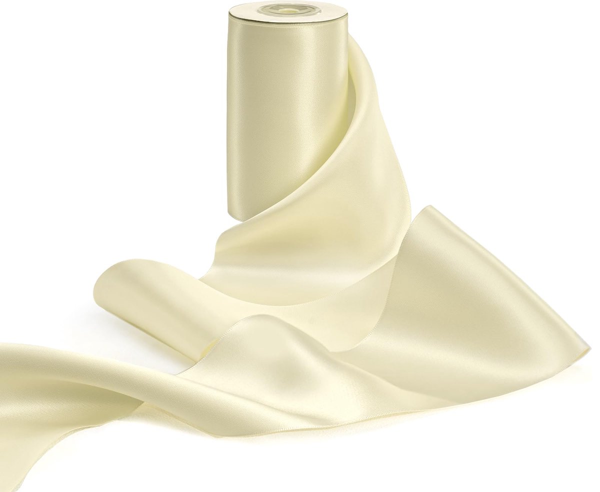 IMPERATORIS® Satijn Linten Set Voor Knutselen, Cadeaus, Decoratie - Cadeaulint - Ivoorwit