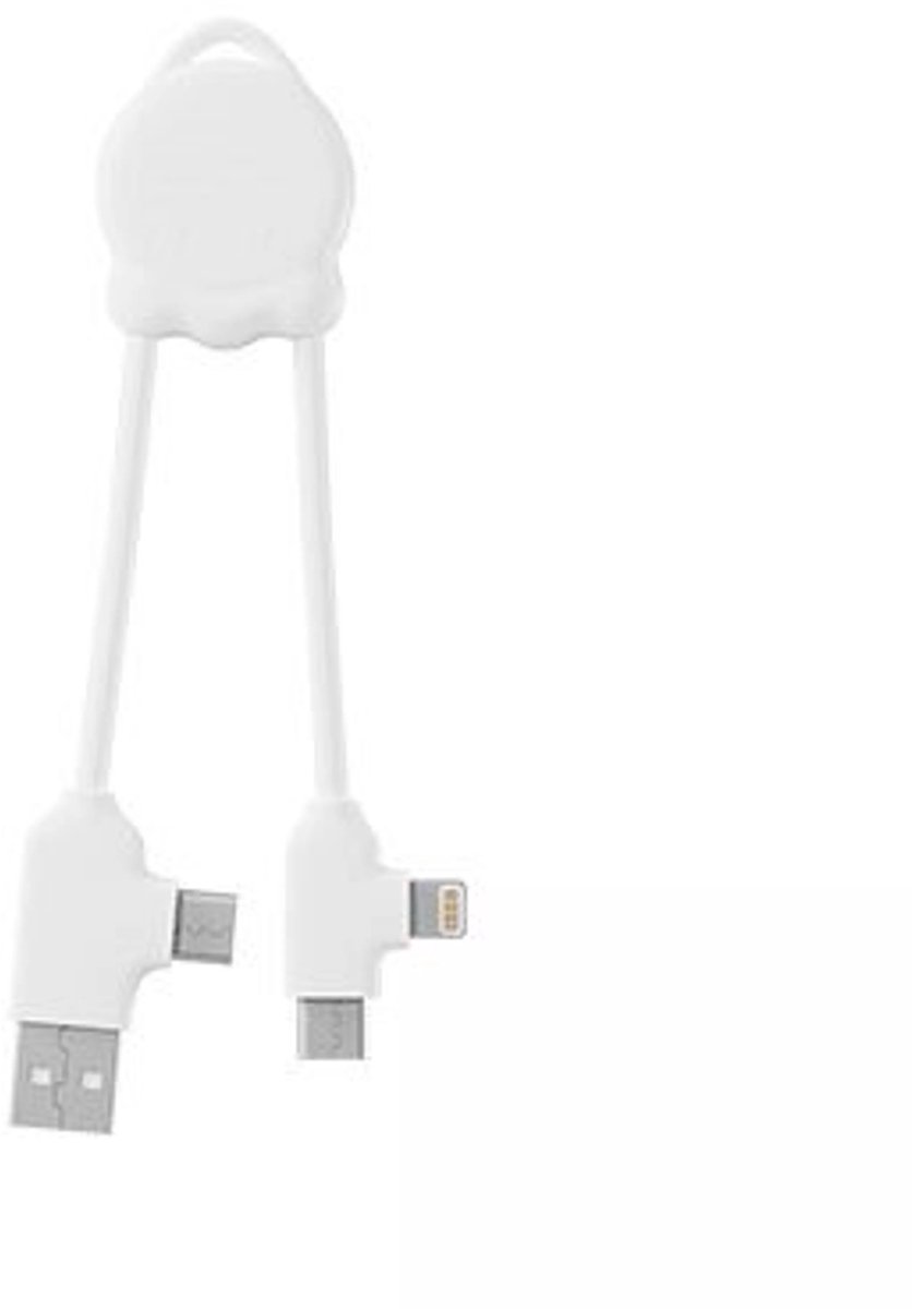 Xoopar - OctoMini - Compacte Multi-kabel White - USB/USB-C naar Lightning & USB-C – Compact & Duurzaam – Gerecycled Plastic