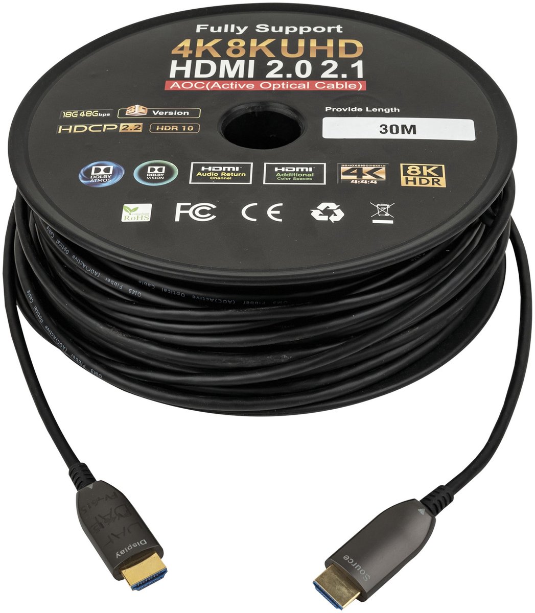 DAP HDMI 2.0 AOC 4K glasvezelkabel 30 meter