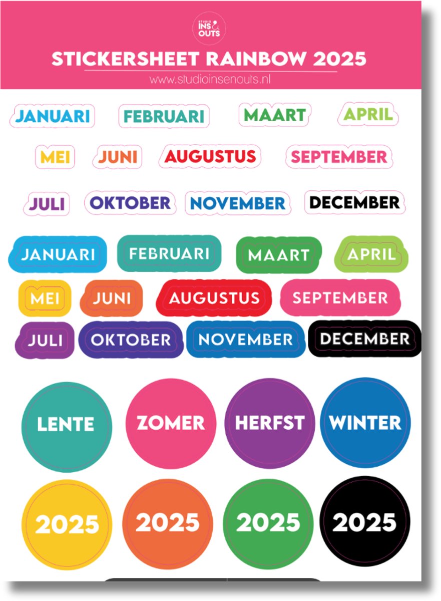 Stickervel Maanden 2025 | Rainbow