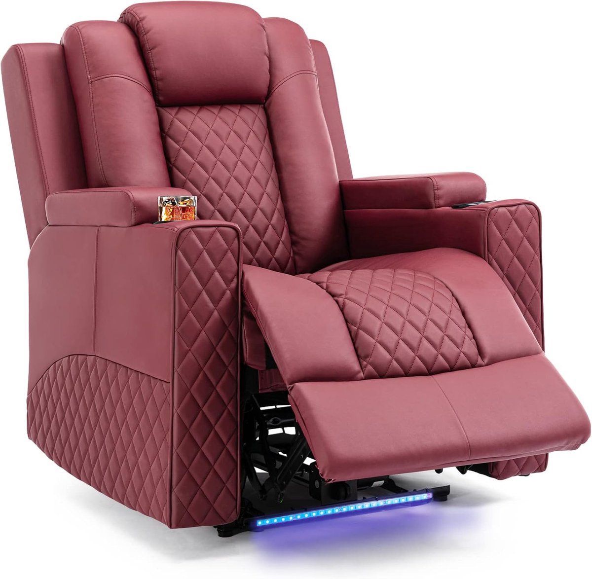 Relaxstoel Elektrische Ligstoel met LED Functie - Rood - Relaxstoel - €359,99