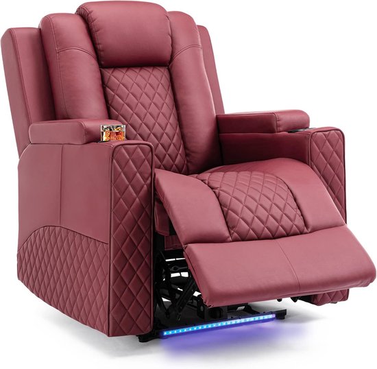 Relaxstoel Elektrische Ligstoel met LED Functie - Rood - Relaxstoel - €359,99