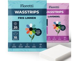 Floretti – Milieuvriendelijke Wasstrips Proefpakket – Fris Linnen & Lavendel – 2x20 wasbeurten – Wasmiddeldoekjes / Wasvellen / Laundry Sheets – Vegan – Ontdek alle geuren | Perfect om te starten