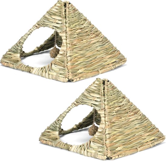 2 Set Grass Foldable Woven Animal Hut - Rabbit Triangular Hut Play ...
