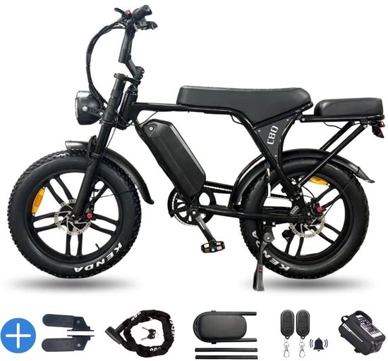 Elektrische fatbike OUXI C80 250W 25 km/u, hydraulische remmen, vering, alarmsysteem, slot, 20” banden