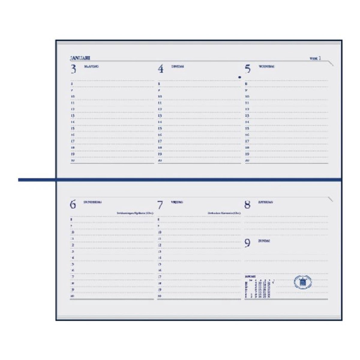 Raym Zakagenda 2027 - Memoplan 7 Liggend - Bordeaux - Harde Kaft (17cm x 8cm)
