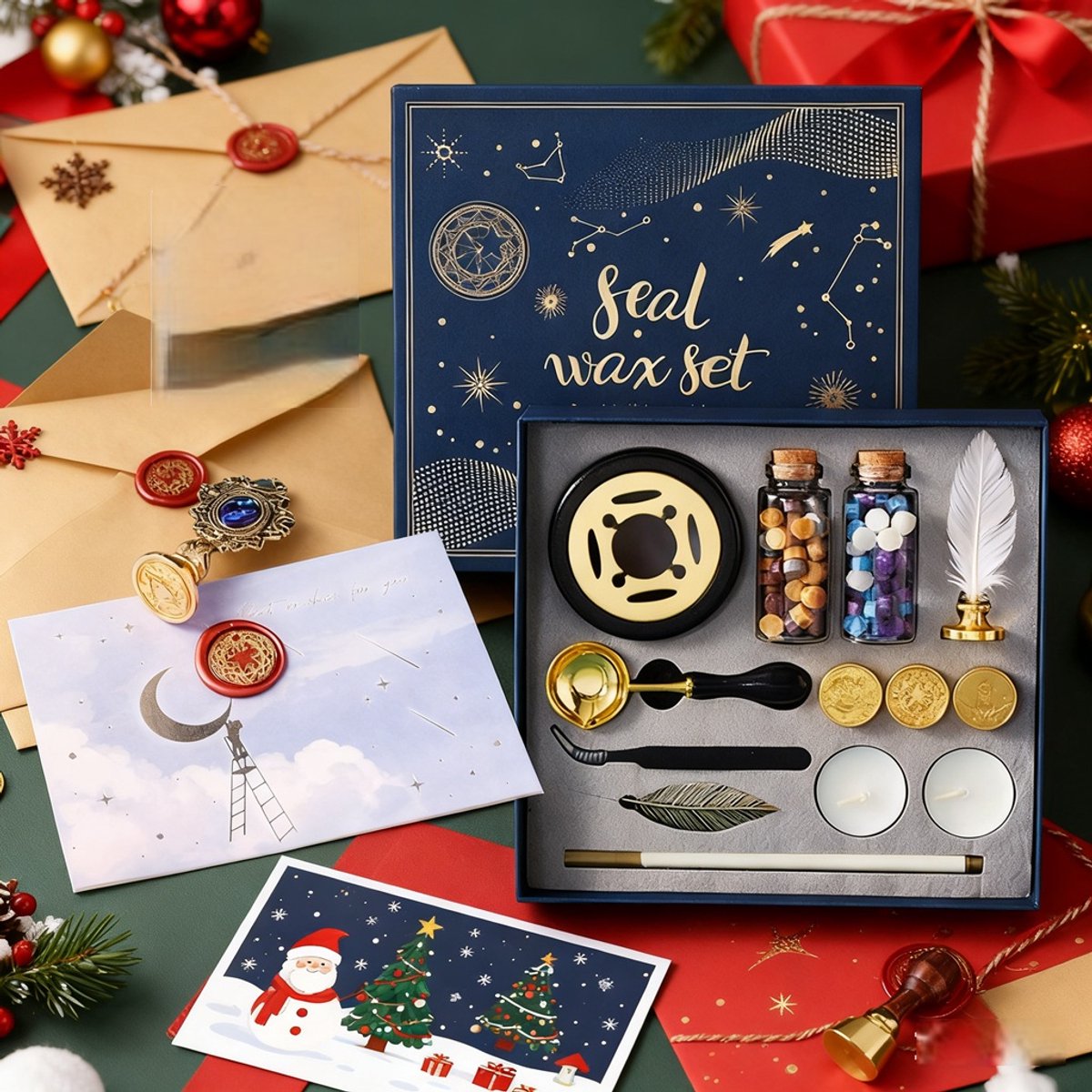 Zoeken NL Wax Stempel Set (110 stuks Wax zegel kralen)- Wax Zegel Set - Zegellak - Sealing Wax - Wax Seal - Zegel Was - Zegel Stempel - Vintage Wax Stempelset met Verwijderbaar Koperen Handvat (17 stuks)-Vintage Stempels Enveloppen en Huwelijksuit