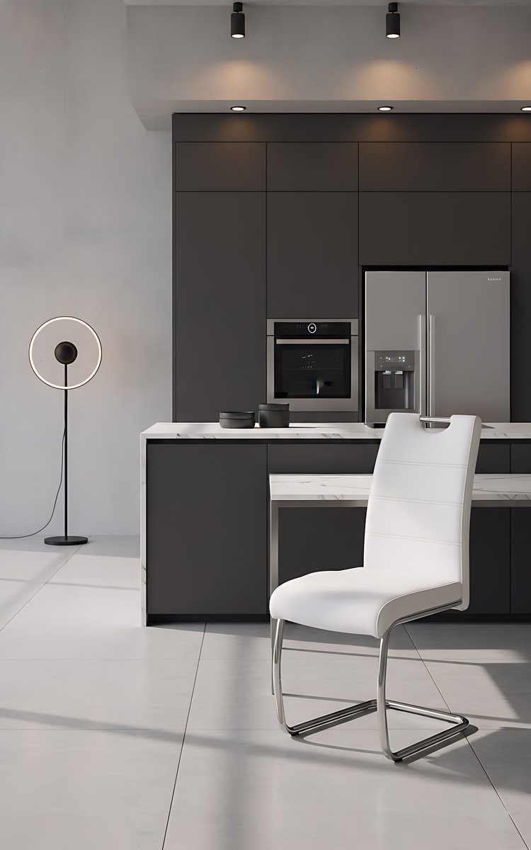 Eetkamerstoelen Set van 2 – - 59x43x98 cm - Wit - – Kunstleer Wit – Ergonomische - Medahomestore