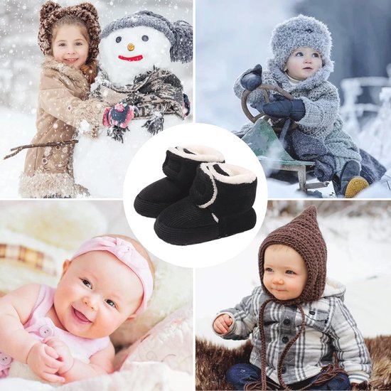 Fleece Babybooties voor Nieuweborn, Warme en Antislip Zolen voor Winter, Verstelbare Skoen voor Kruipende Baby's van 0-18 Maanden — afbeelding 2