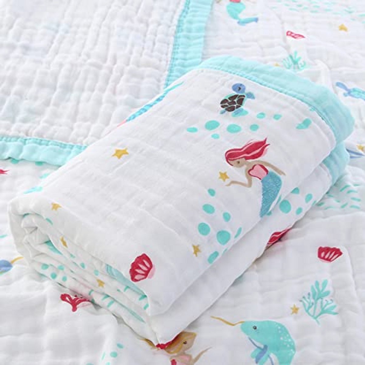 6-laags Katoenen Musselin Babydeken - Zachte Knuffeldeken voor Pasgeborenen, 110 x 110 cm, Multifunctioneel en Uniseks