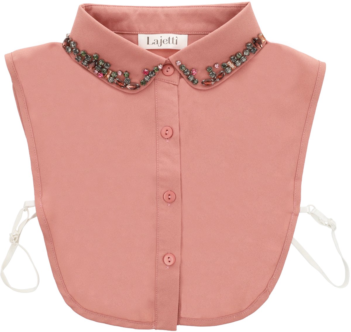 Lajetti - Los Kraagje Oudroze met Steentje - Ronde kraag - Blouse Kraagje Dames