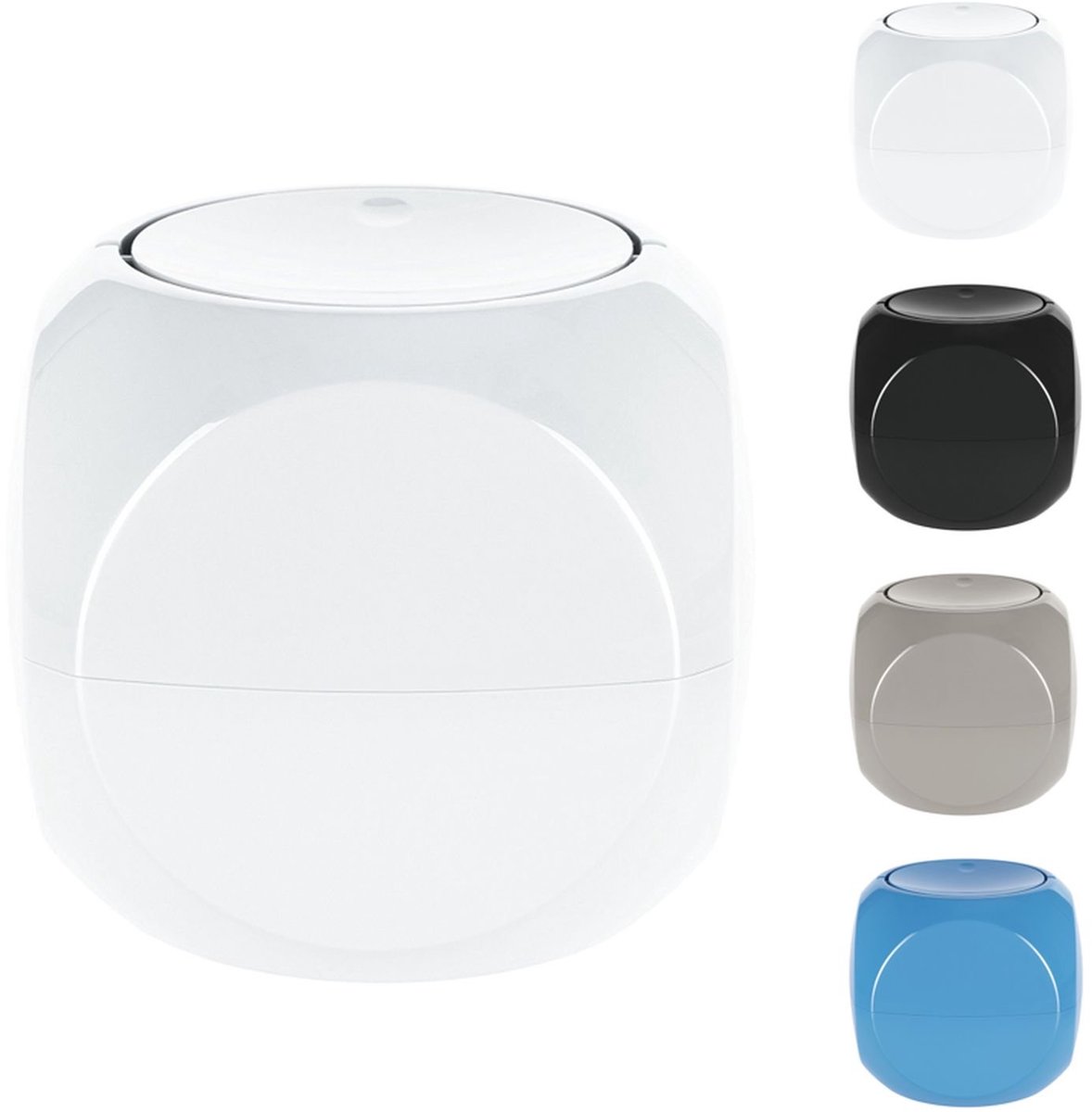 Unyqoos® Compacte witte afvalemmer met zwenkdeksel voor badkamer en keuken