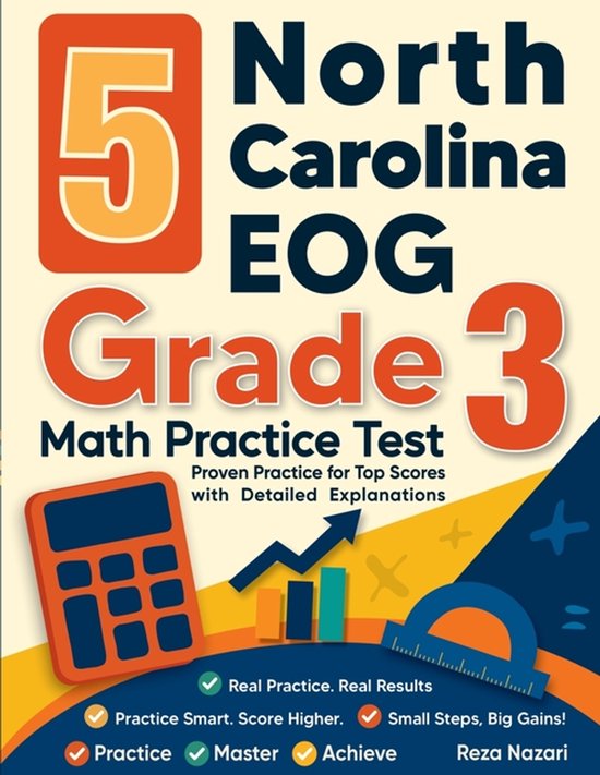 5 North Carolina EOG Grade 3 Math Practice Tests - cover