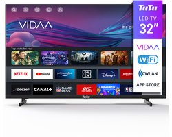 TuTu Vidaa TV - LED HD - 32 inch/82 cm - Frameless Design - Tripple Tuner DVB-T/T2/S/S2/C - HDMI x3, USB x2, CI+ - Streaming apps - In Eindhoven geassembleerd - TUV32HQ1B