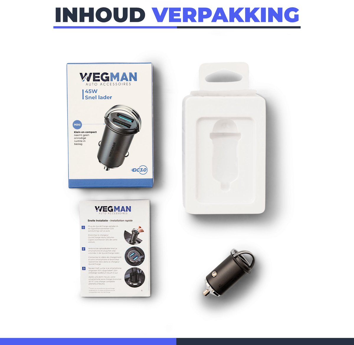 Wegman 45W Autolader 2x USB-A Snellader QC3.0 thumbnail 6