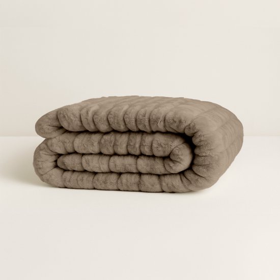 Y-NOT - Teddy Chunky Rib Dekbed Taupe Iced Coffee 140x220 - Dekbed Zonder Overtrek - Wasbaar Dekbed - Hoesloos dekbed - Dekbed met vaste overtrek - 30 dagen proefslapen