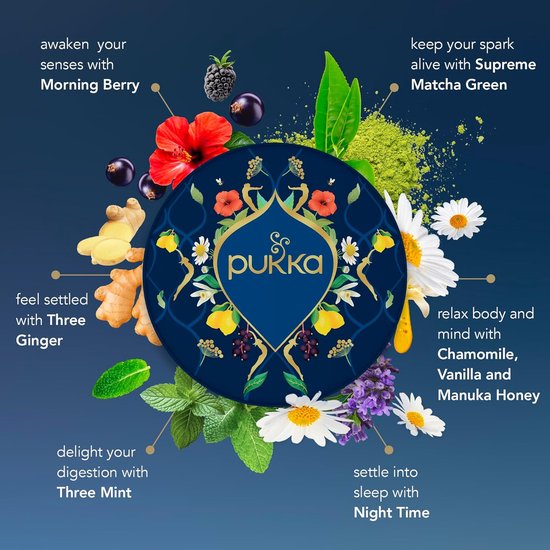 Pukka Tea Luxury Selection Box Giftset - 90 Theezakjes - Biologische Kruidenthee - 6 x 15 Zakjes - Giftset - Theedoos - Thee Geschenkdoos