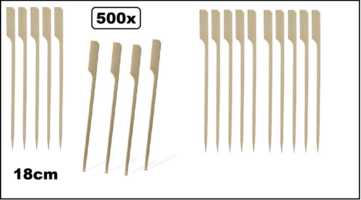 500x Bamboe pin prikker / bbq prikker 18cm - Prikkers BBQ festival thema feest food cocktail