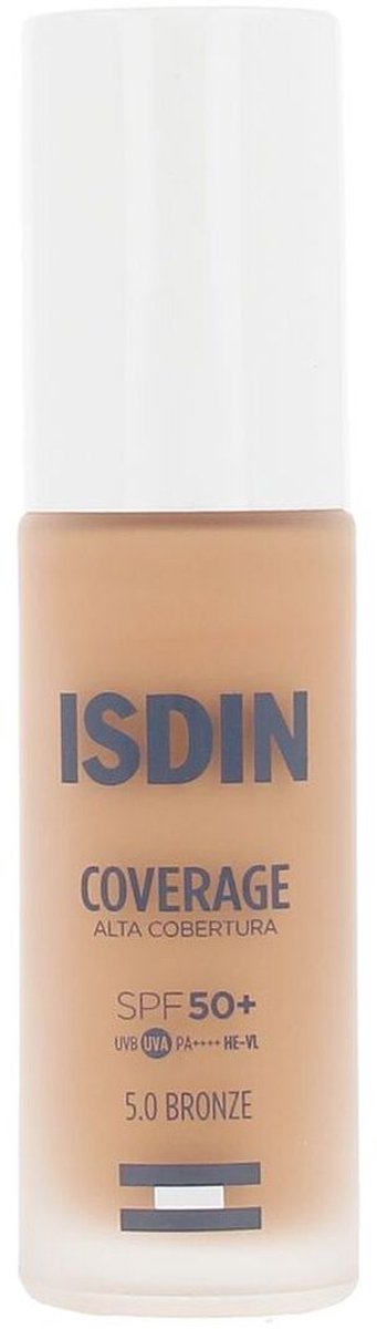 Vloeibare Foundation Isdin COVERAGE Nº 5.0 Bronze Spf 50 30 g