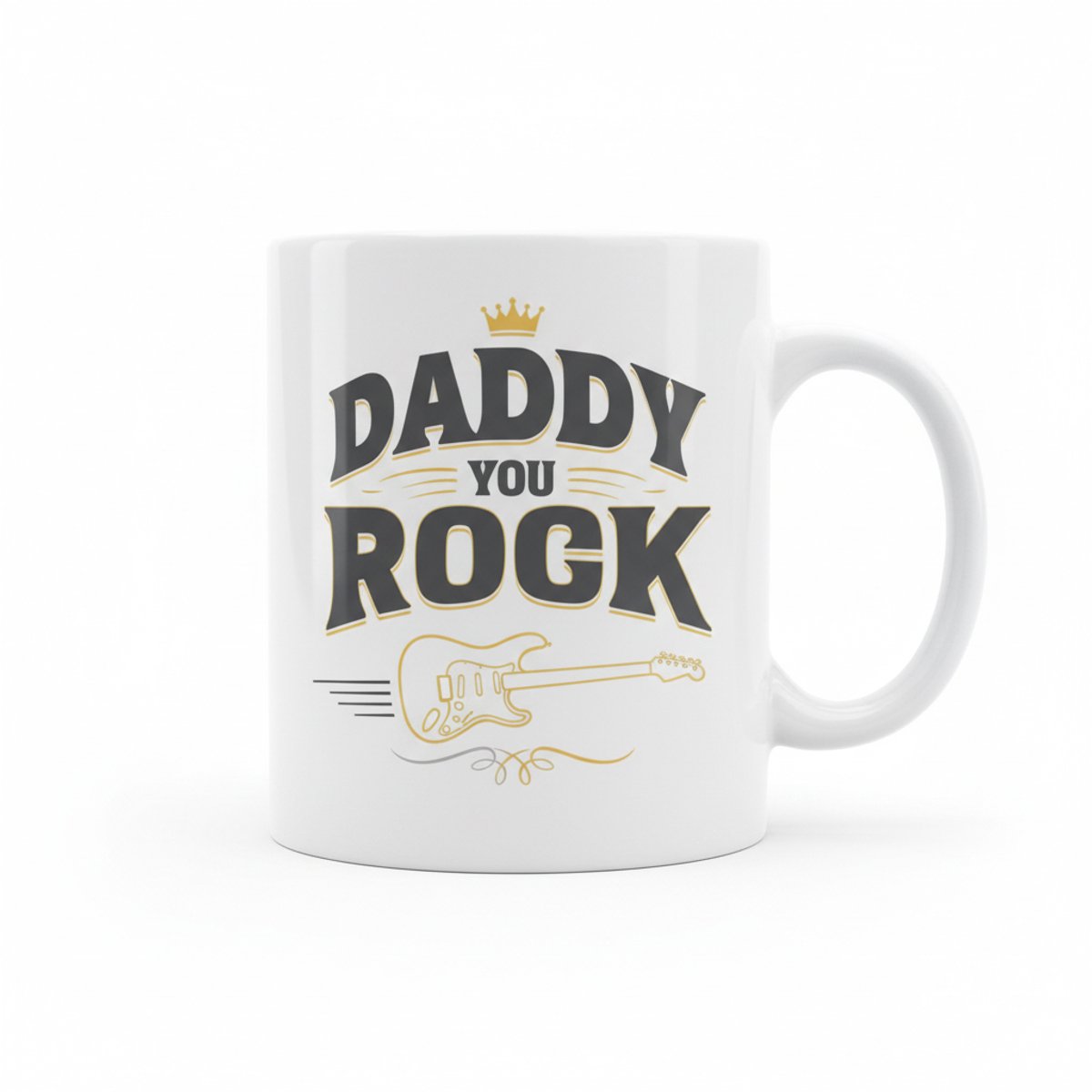 Daddy You Rock Witte Mok 330ml – Stoere Gitaar Design Vaderdag Cadeau voor Papa
