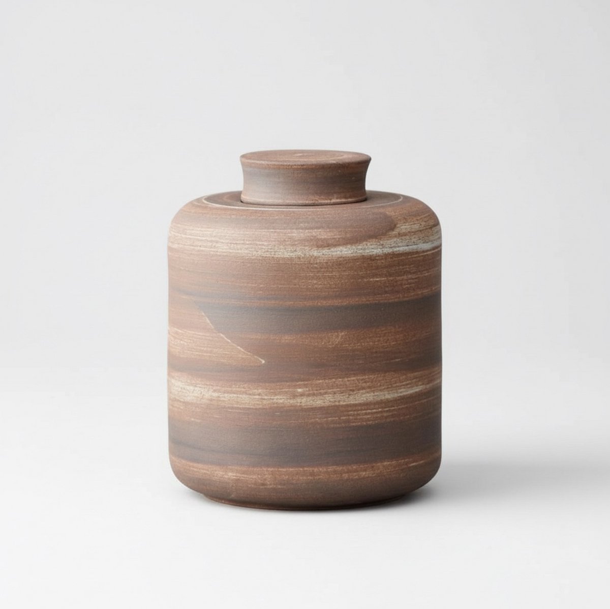 Artic Oasis Urn (XL) – 2200 ml / 2.2 Liter – Bruin & Wit – Crematie Urn voor As Volwassenen – Hoogwaardig Keramiek – Voor Huisdieren of Menselijk As – Urn Hond – Urn Kat – Crematie As – Unieke Urn