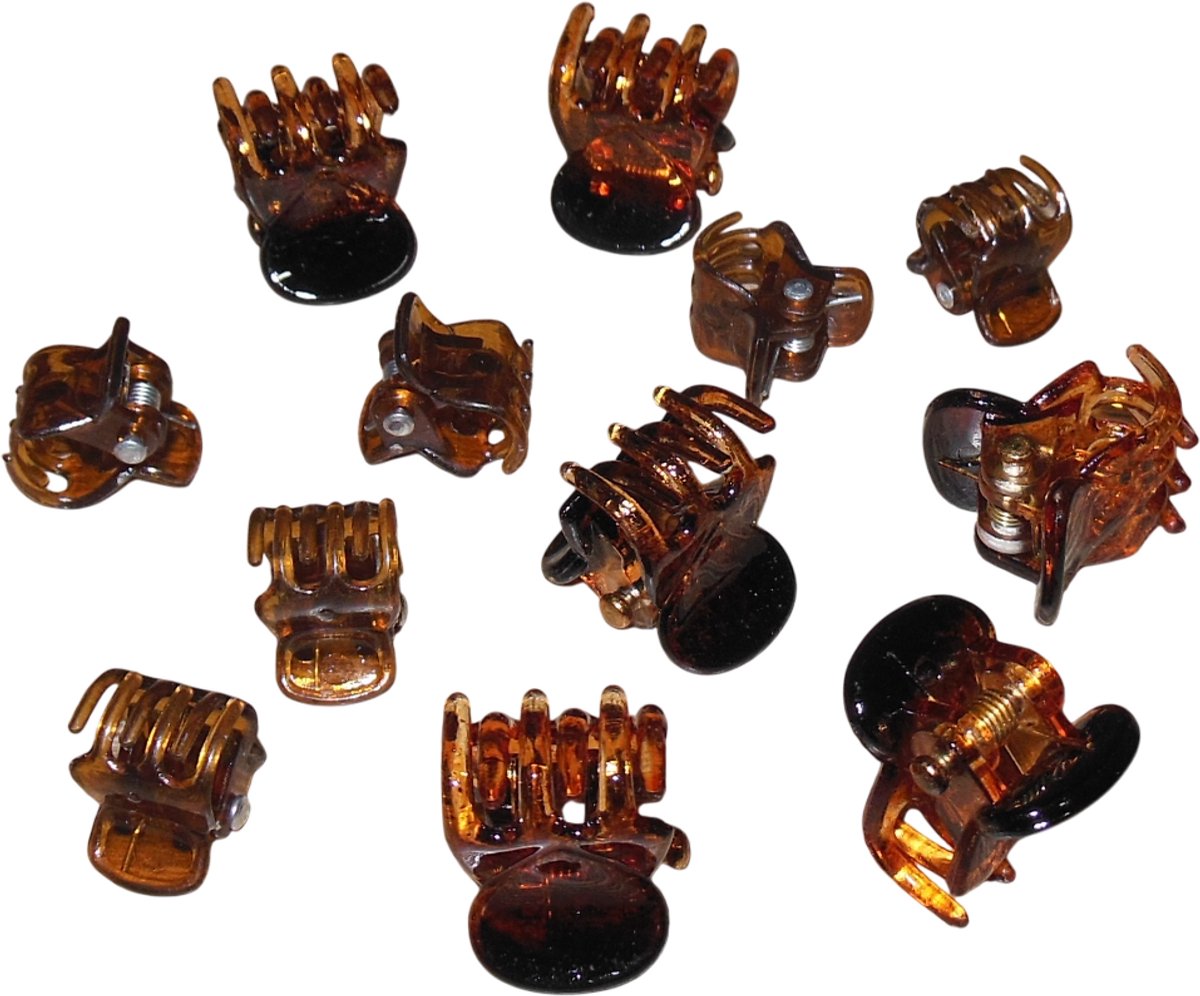 6x Haarklemmetjes + 6x Haarklemmetjes mini - bruin