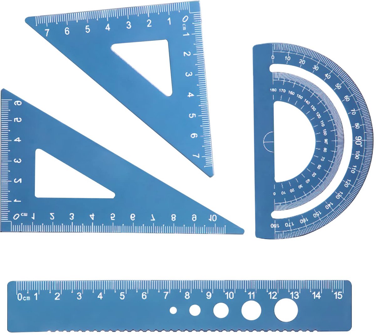 IMPERATORIS® Geometrie Set - Geodriehoeken & Passer Set - Schoolpasserset met Potloodvullingen, Gum, Linialen en Accessoire Voor Studenten - 4 delig