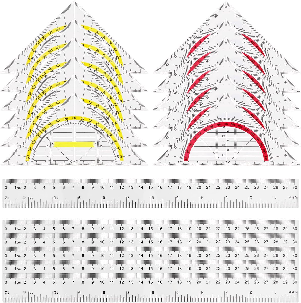 IMPERATORIS® Geometrie Set - Geodriehoeken & Passer Set - Schoolpasserset met Potloodvullingen, Gum, Linialen en Accessoire Voor Studenten - 18 delig