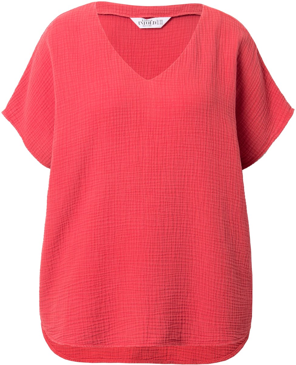 Studio Untold - Dames - Overhemdblouse oversized mousseline V-hals - Hibiscusrood - Maat 42+
